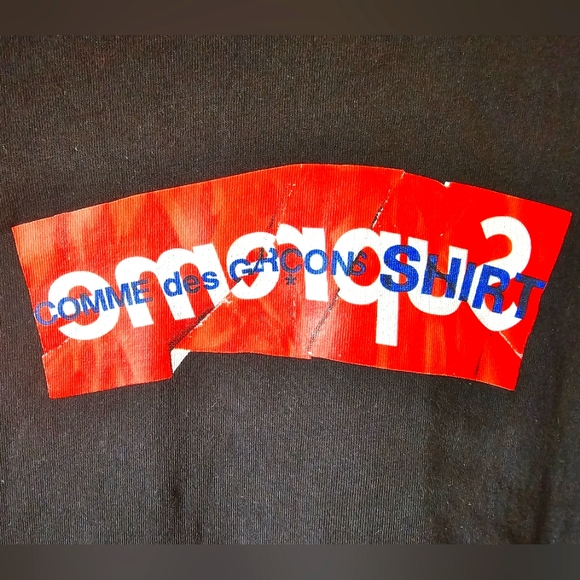 Supreme x CDG Comme Des Garçons crumpled box logo tee shirt - Picture 3 of 10